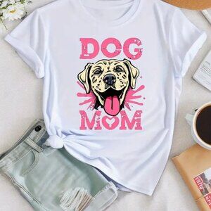 Cute Dog Dog Mom Print T-shirt, Dog Mom Life Shirt, Gift for Mother